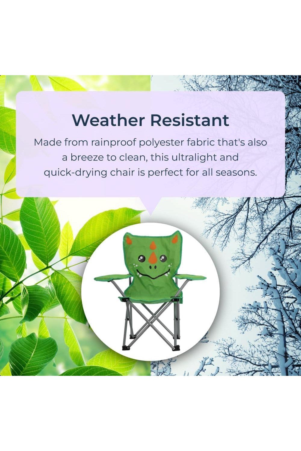  M4EE00 Kids Mini Folding Camping Chair Green Dinosaur