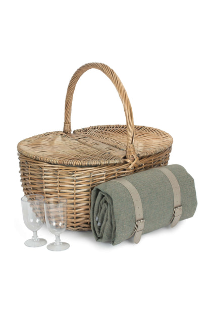  M52C1B Oval Grey Sage 2 Person Fitted Picnic Basket