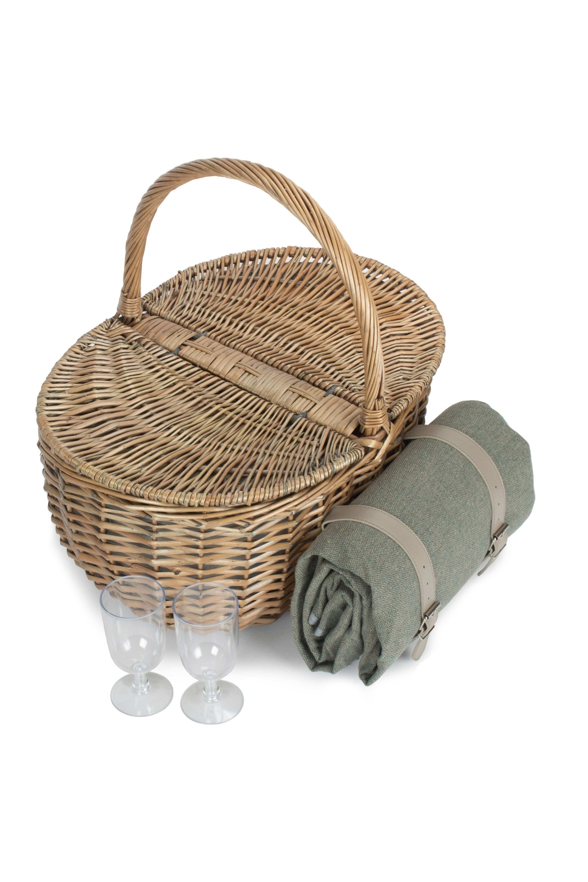  M52C1B Oval Grey Sage 2 Person Fitted Picnic Basket