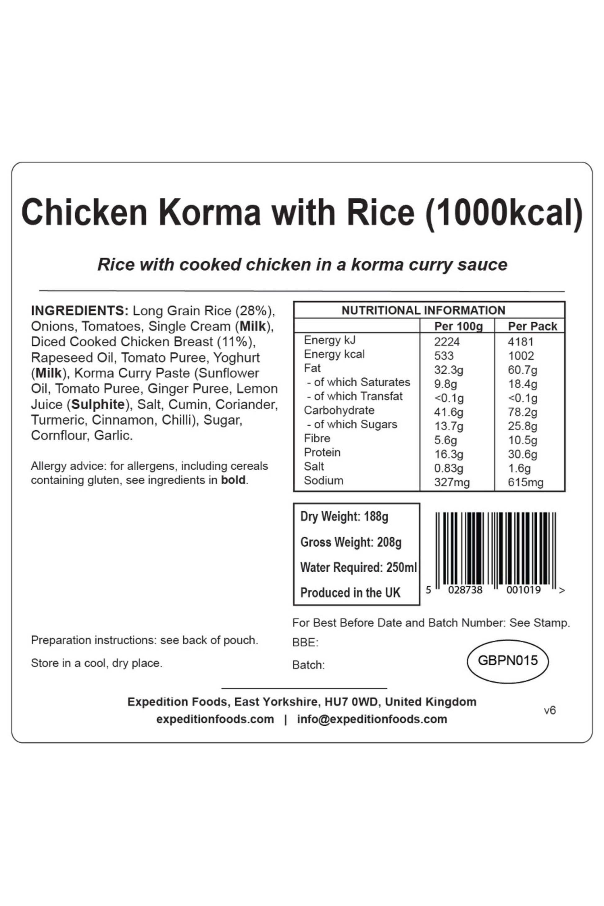  M5561E Chicken Korma With Rice Camping Food (1000kcal)