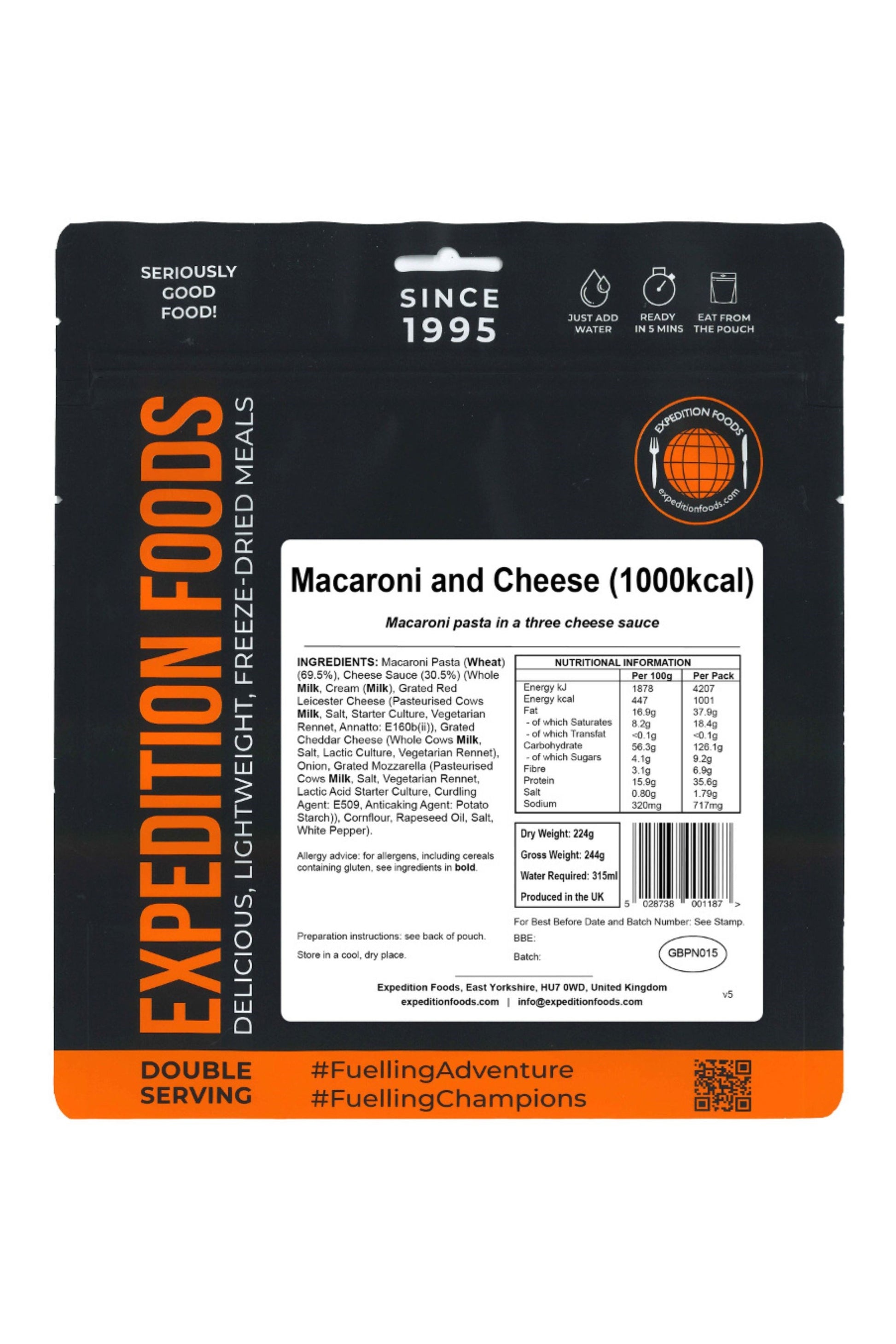  M628F6 Macaroni And Cheese Camping Food (1000kcal)