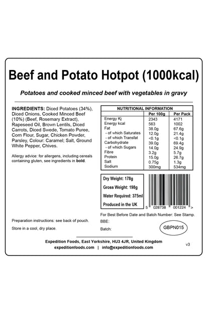  M68E83 Beef And Potato Hotpot Camping Food (1000kcal)