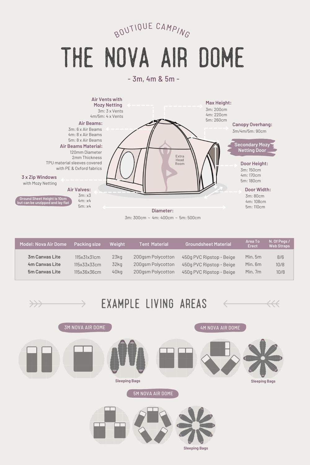  4m Nova Air Dome Tent Canvas Lite 200gsm