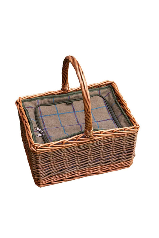  M6A27C Butchers Wicker Picnic Basket With Fitted Cooler