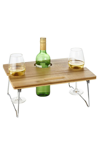  Portable Foldaway Bamboo Wine & Drinks Table