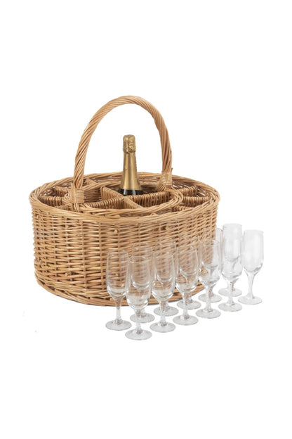  M7B7AD Garden Picnic Basket Complete With 12 Glasses