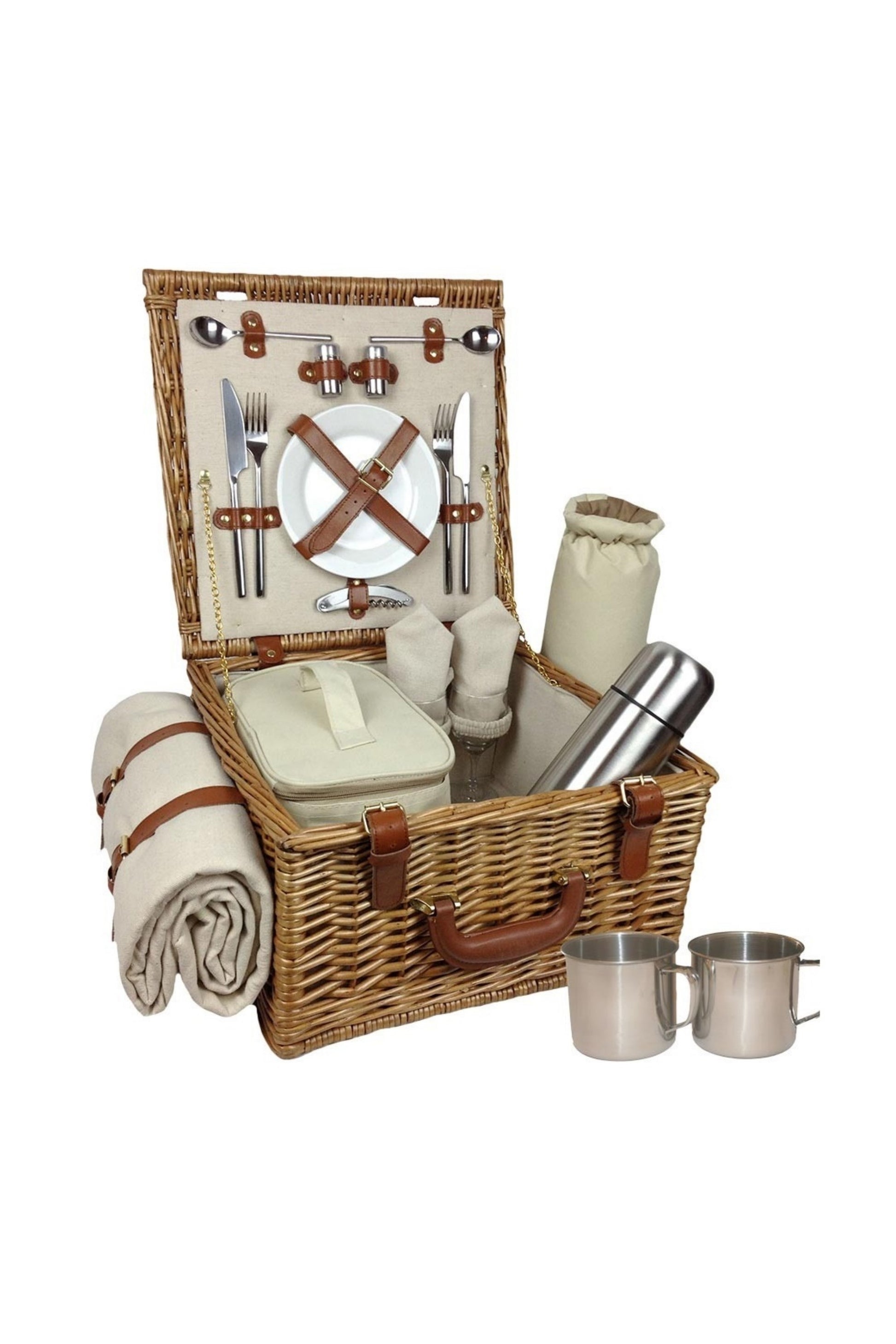  M81E74 Wicker Deluxe 2 Person Traditional Picnic Basket