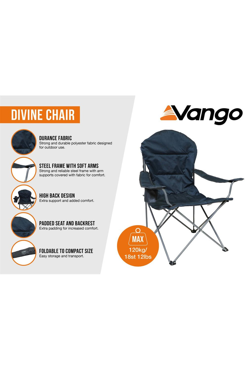 Vango M825E7 Divine Soft Arm Camping Chair