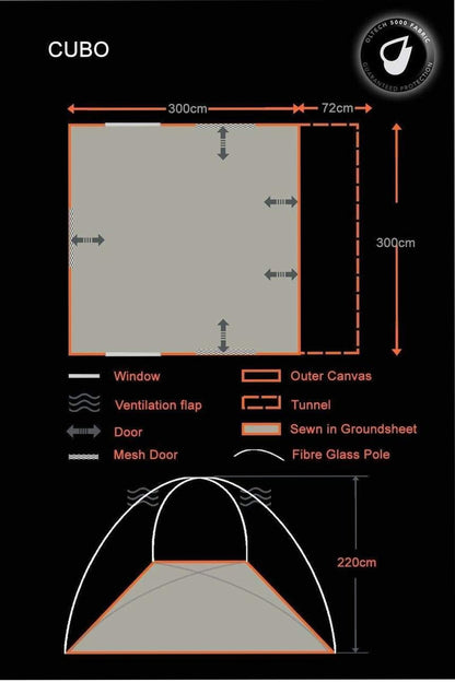  M87DCE The Cubo Poled Campervan Awning