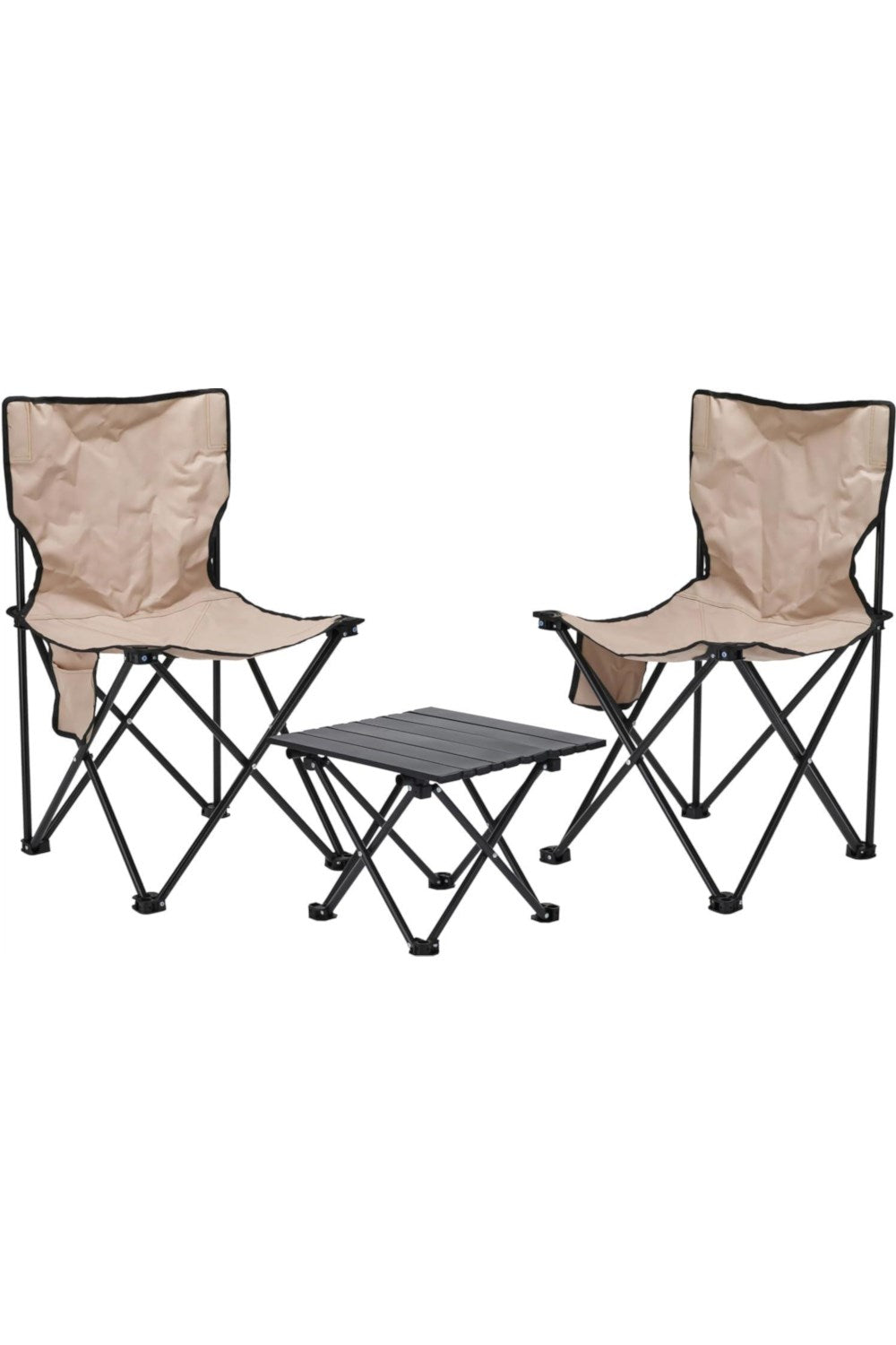  M8909B 3 Piece Folding Camping Set Table X2 Chairs Beige