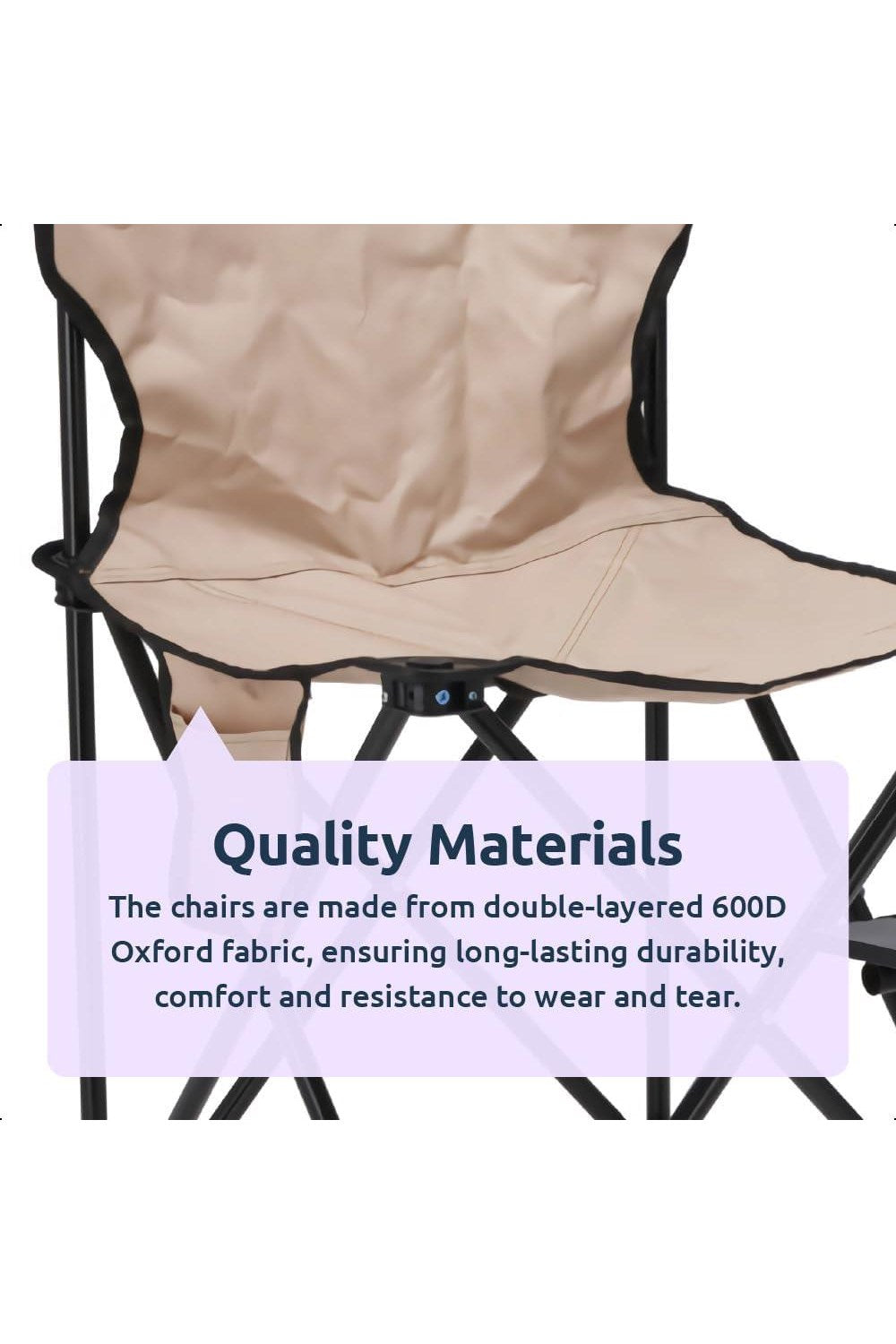  M8909B 3 Piece Folding Camping Set Table X2 Chairs Beige