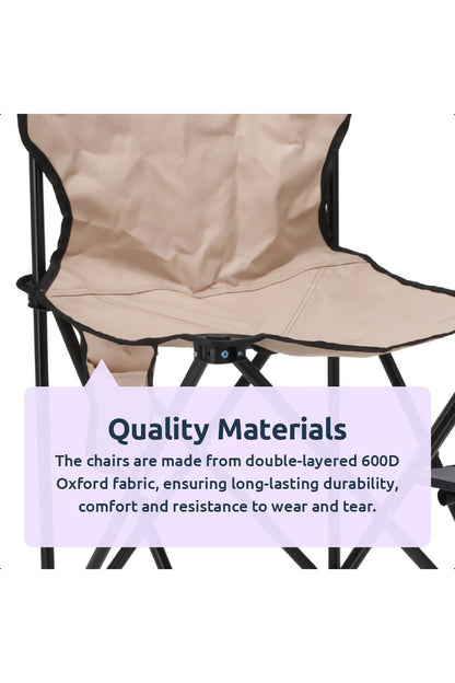  M8909B 3 Piece Folding Camping Set Table X2 Chairs Beige