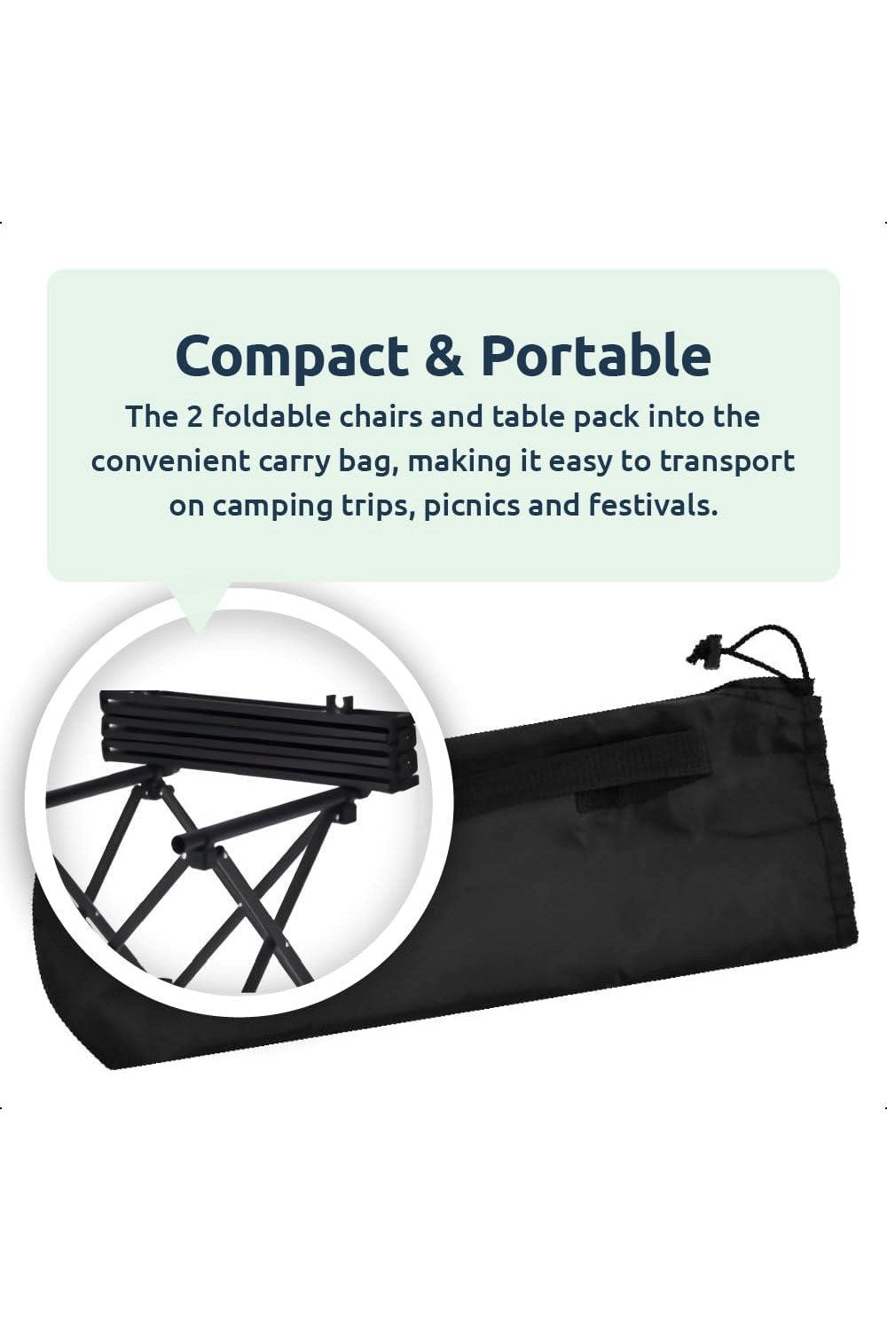  M8909B 3 Piece Folding Camping Set Table X2 Chairs Beige