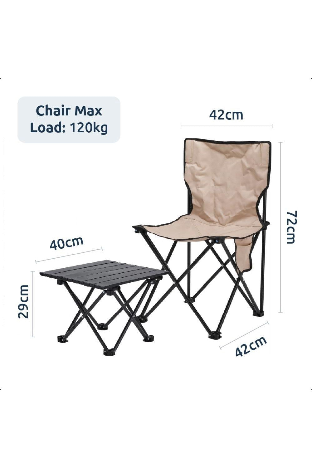  M8909B 3 Piece Folding Camping Set Table X2 Chairs Beige
