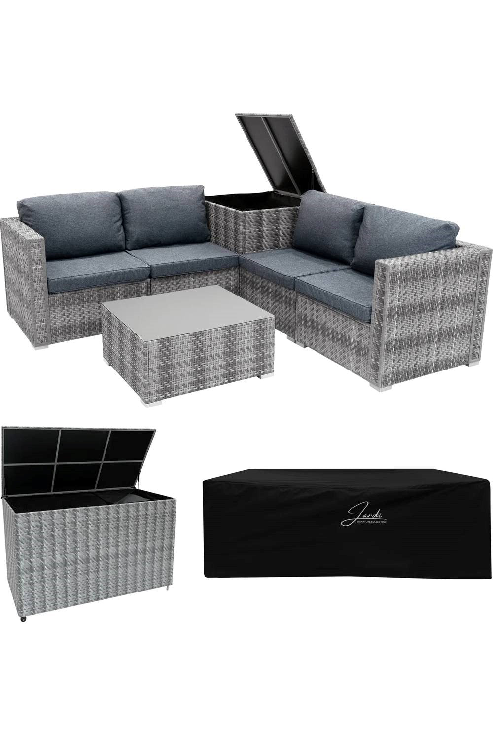  M91B12 Rattan Modular 6 Piece Set & 700L Storage Box