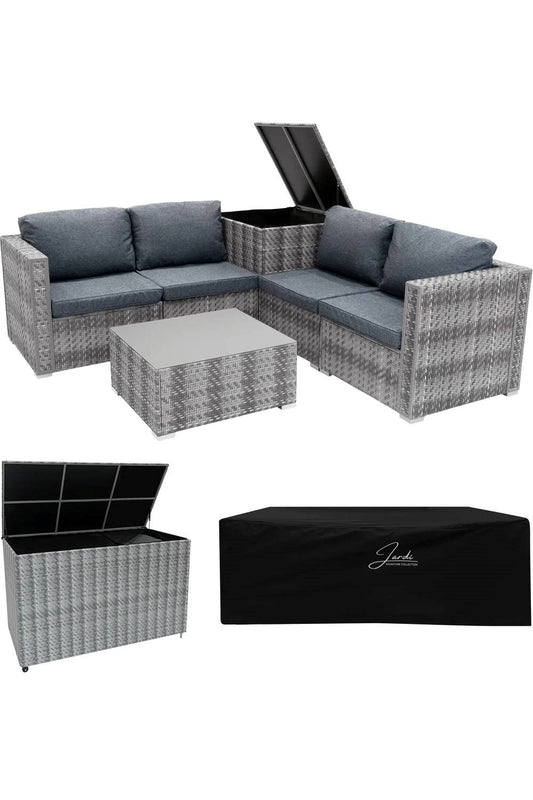  M91B12 Rattan Modular 6 Piece Set & 700L Storage Box