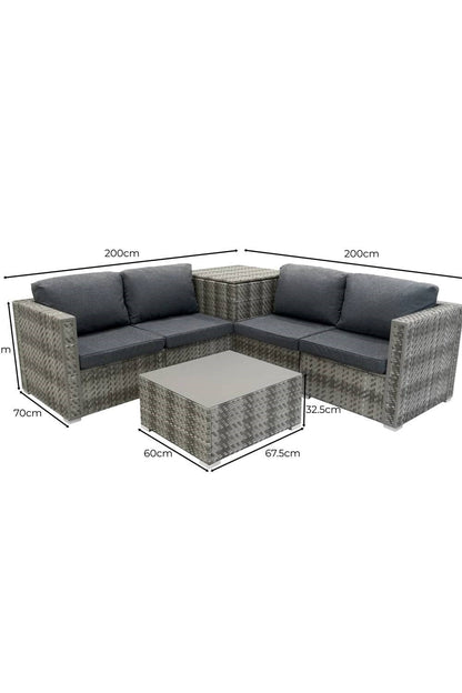  M91B12 Rattan Modular 6 Piece Set & 700L Storage Box