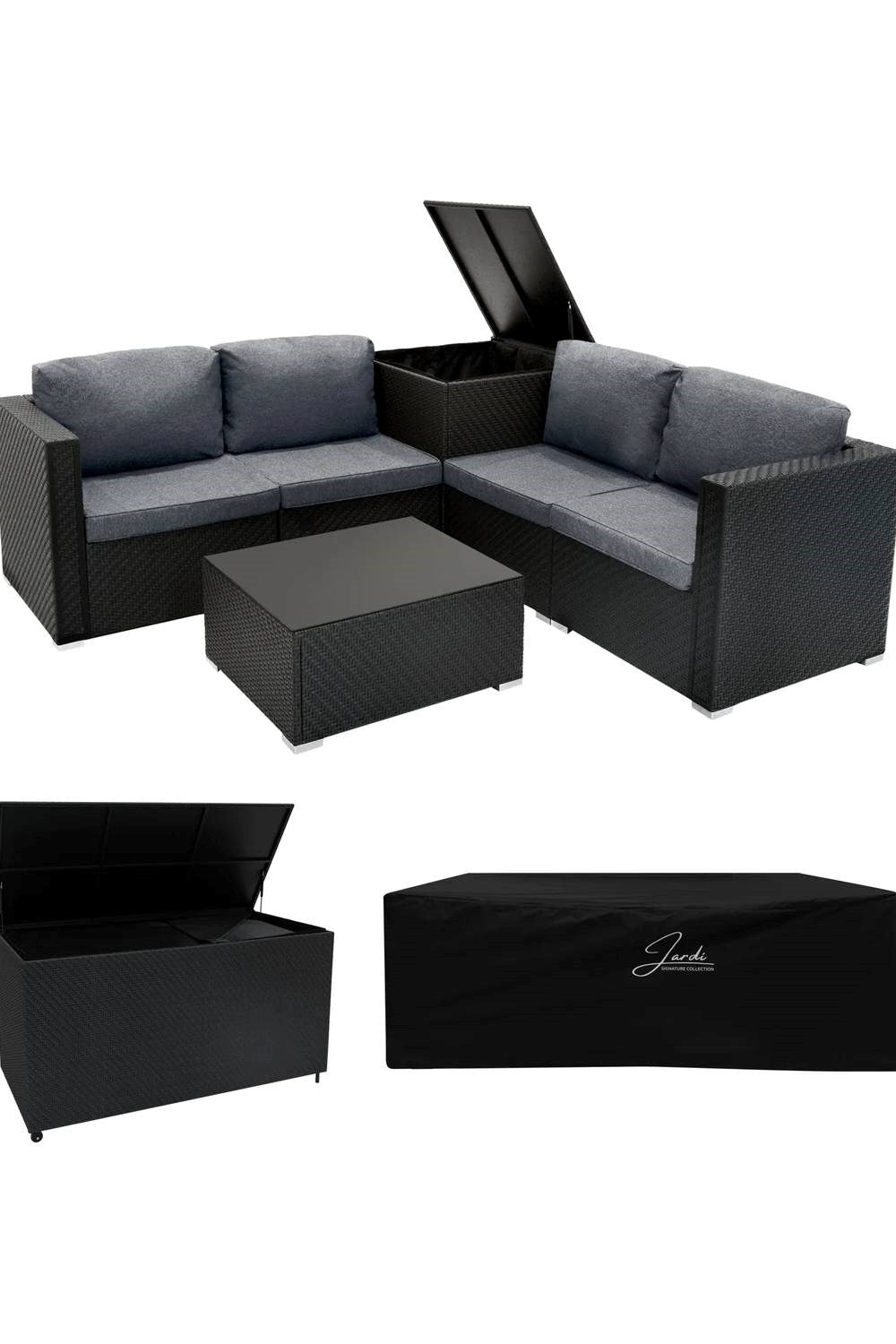  M91B12 Rattan Modular 6 Piece Set & 700L Storage Box