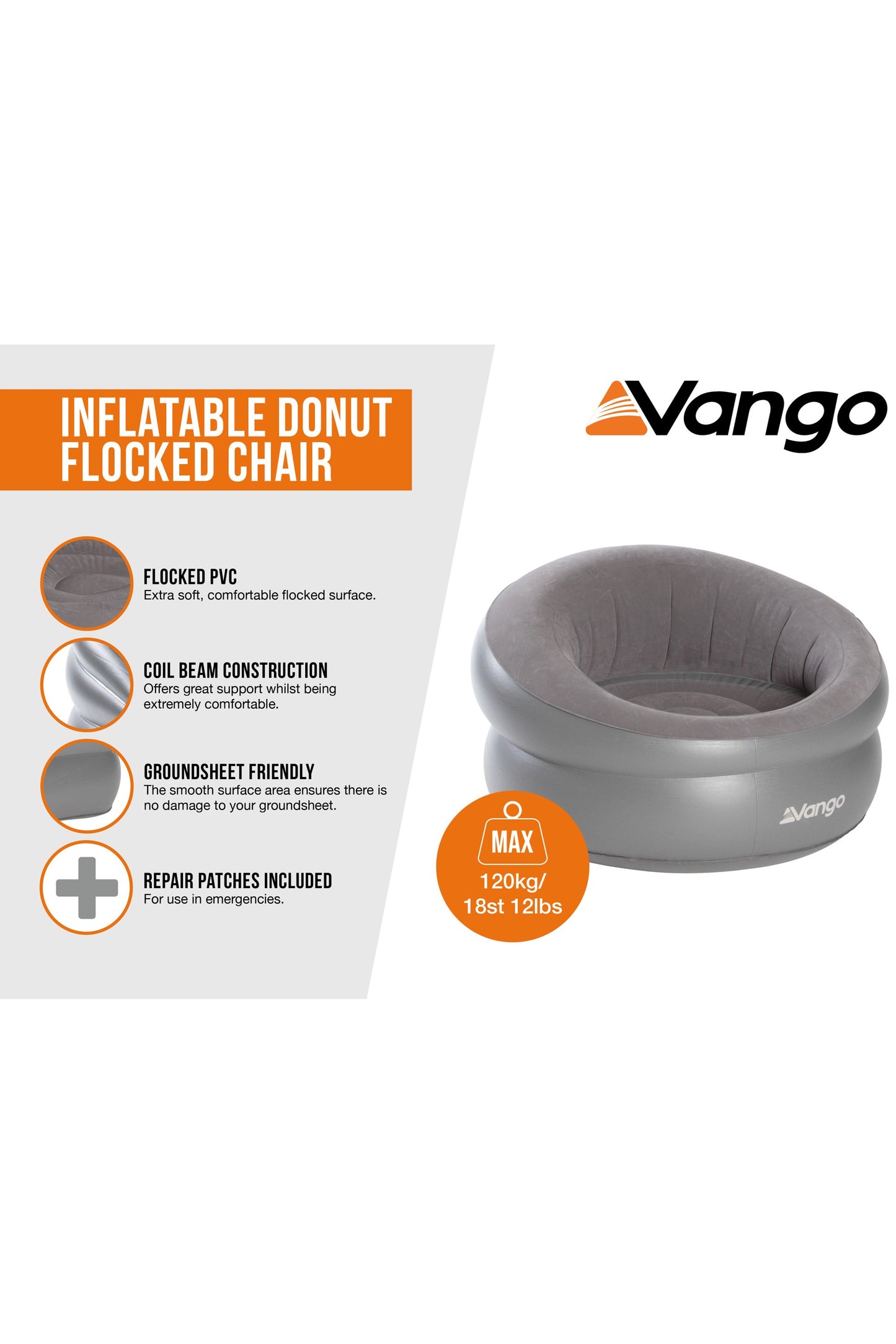 Vango M93BF8 Inflatable Donut Flocked Chair
