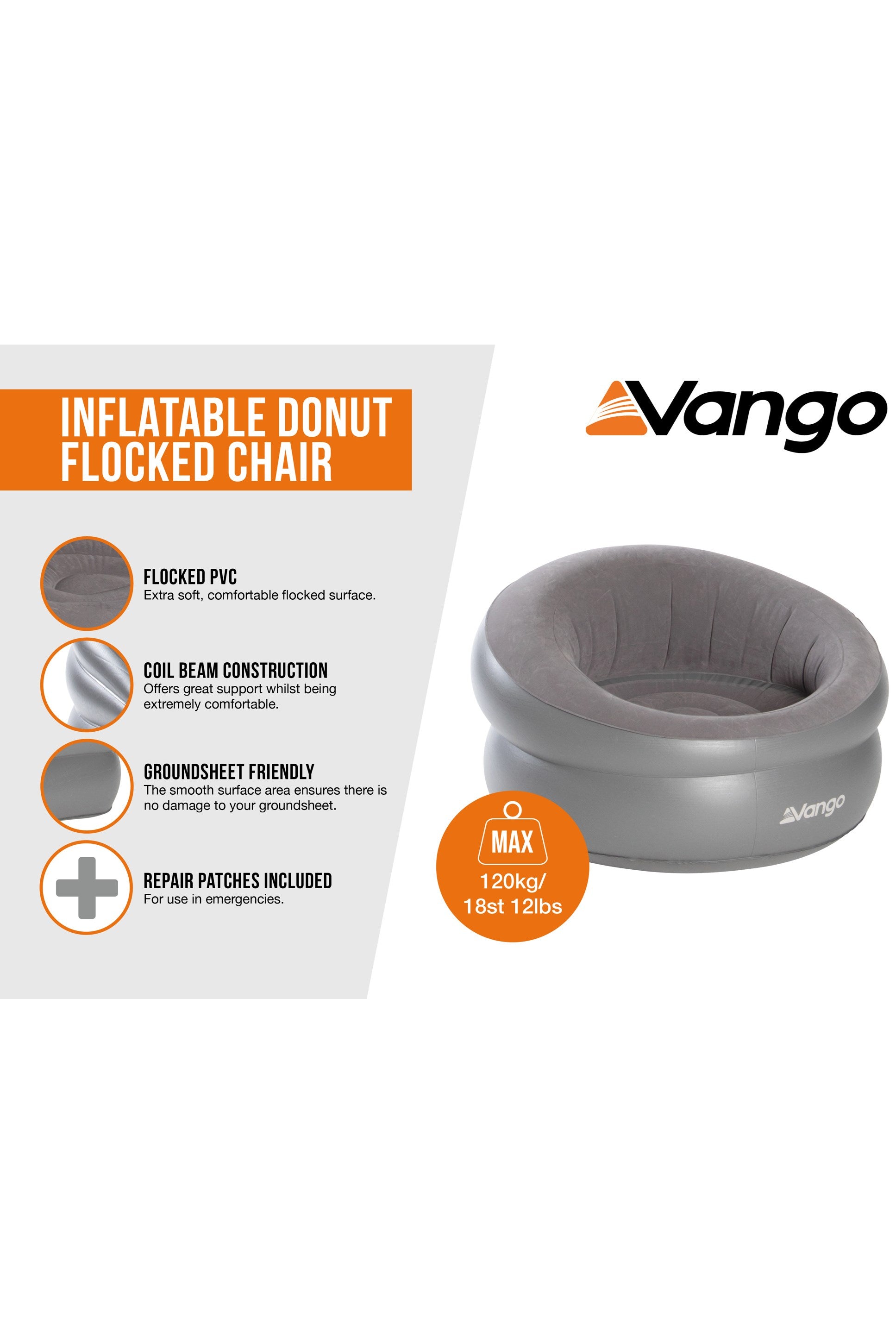 Vango M93BF8 Inflatable Donut Flocked Chair