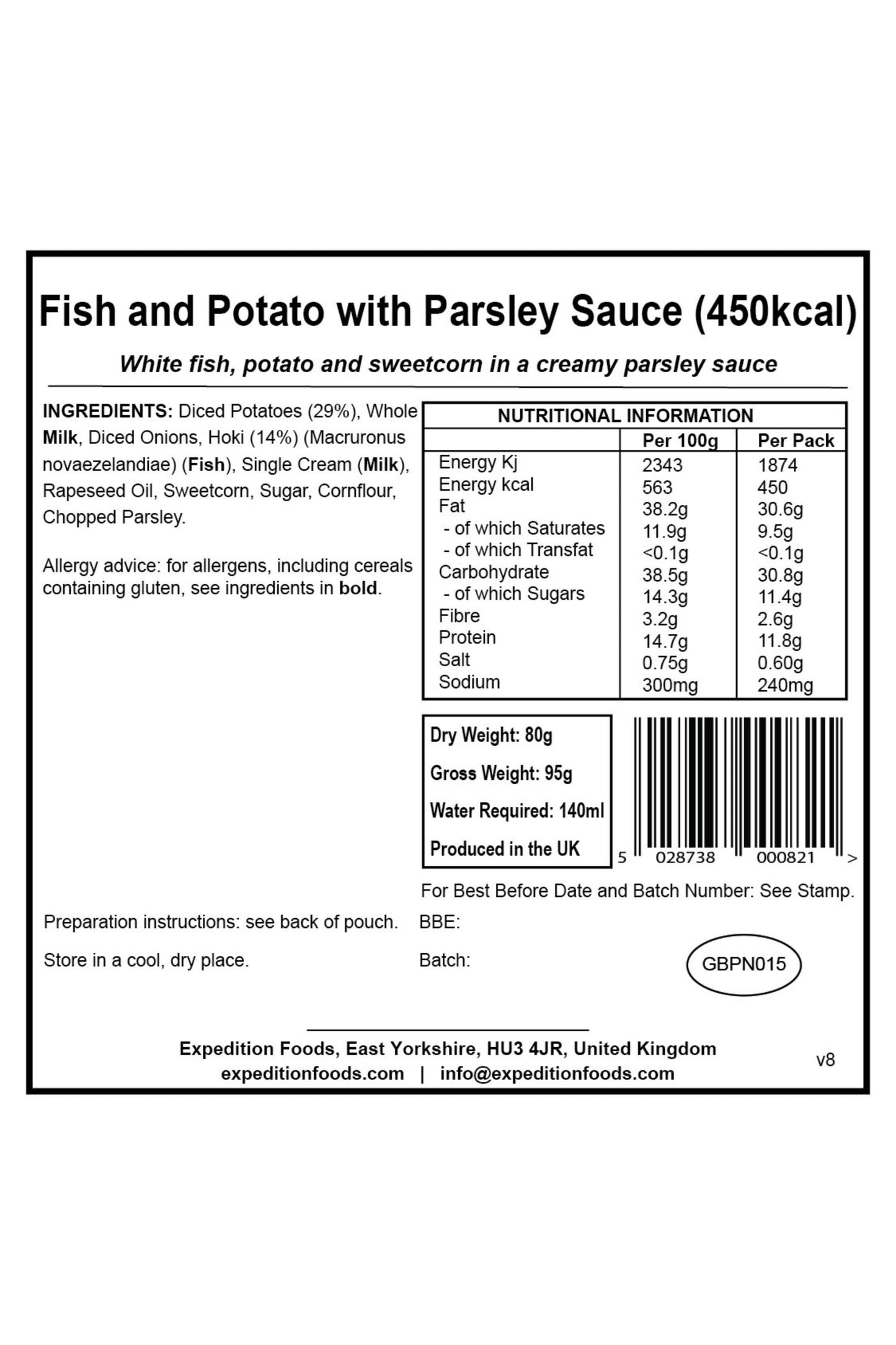  Camping Food - Fish & Potato With Parsley Sauce