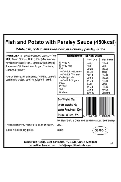  Camping Food - Fish & Potato With Parsley Sauce
