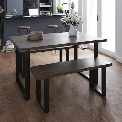 Matt Dark Oak Effect Bench, (W)112.4cm