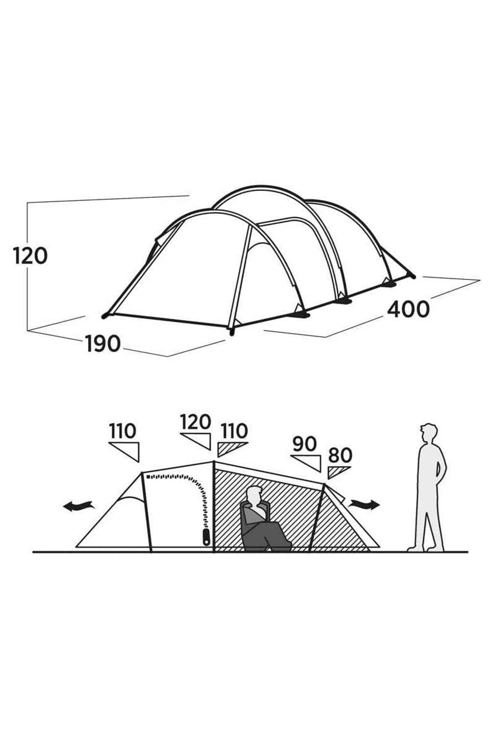 Easy Camp MBB45C Hemsedal 3 Poled Adventure Tunnel Tent (3 Person)