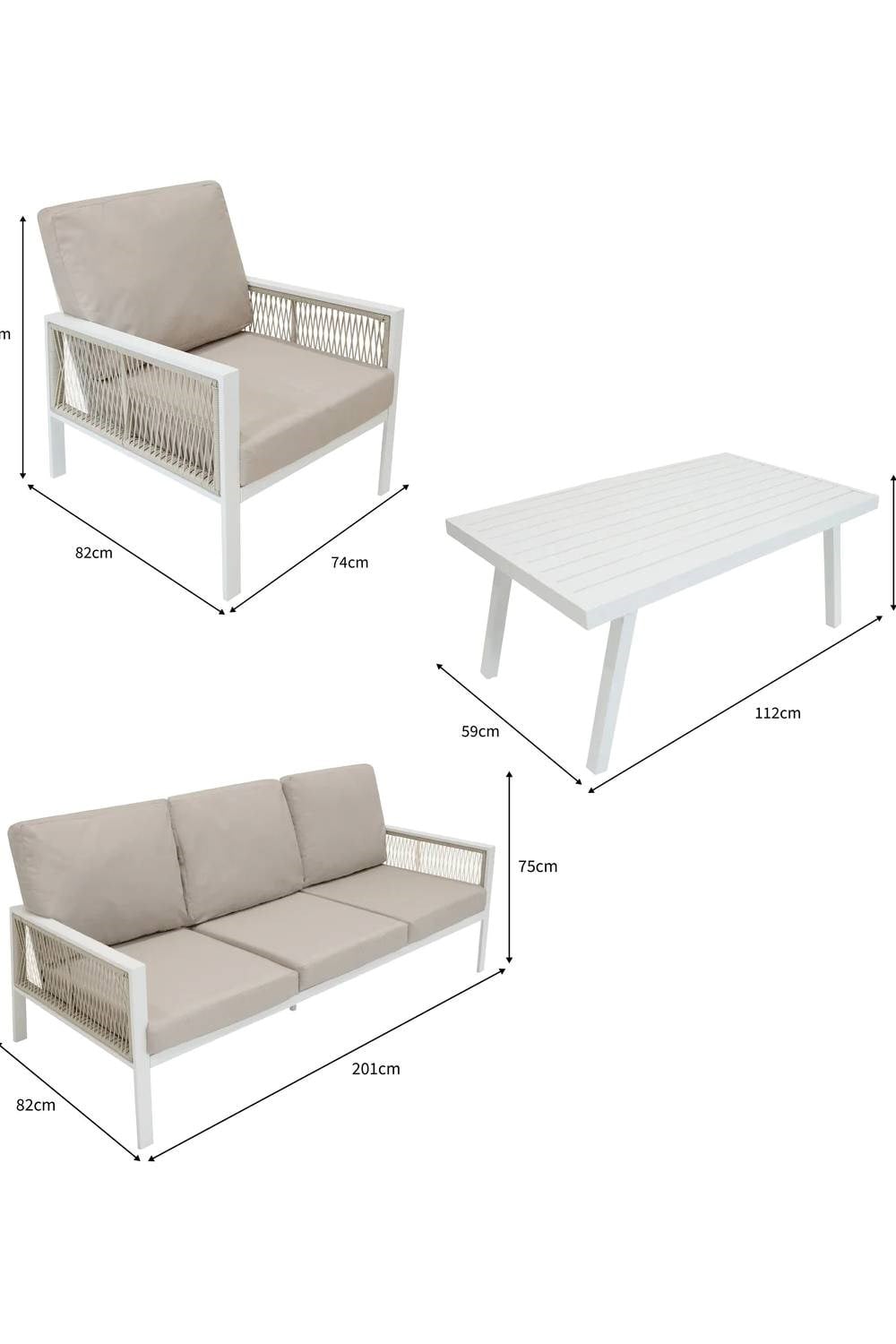  MC437B Aluminium 4 Piece Sofa Set