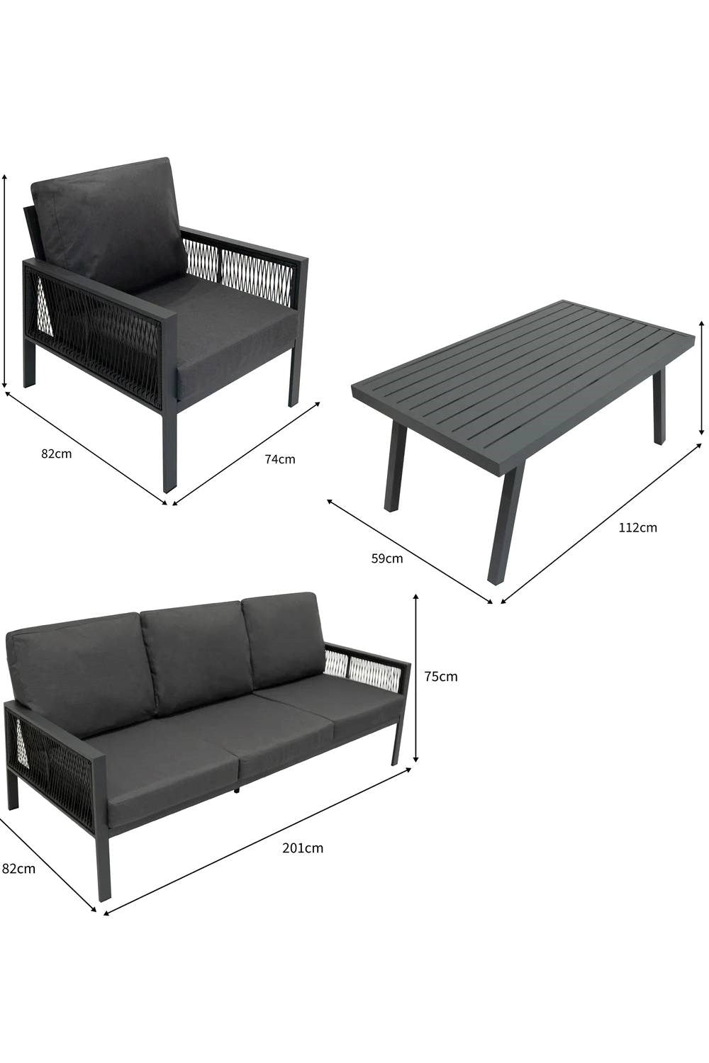  MC437B Aluminium 4 Piece Sofa Set
