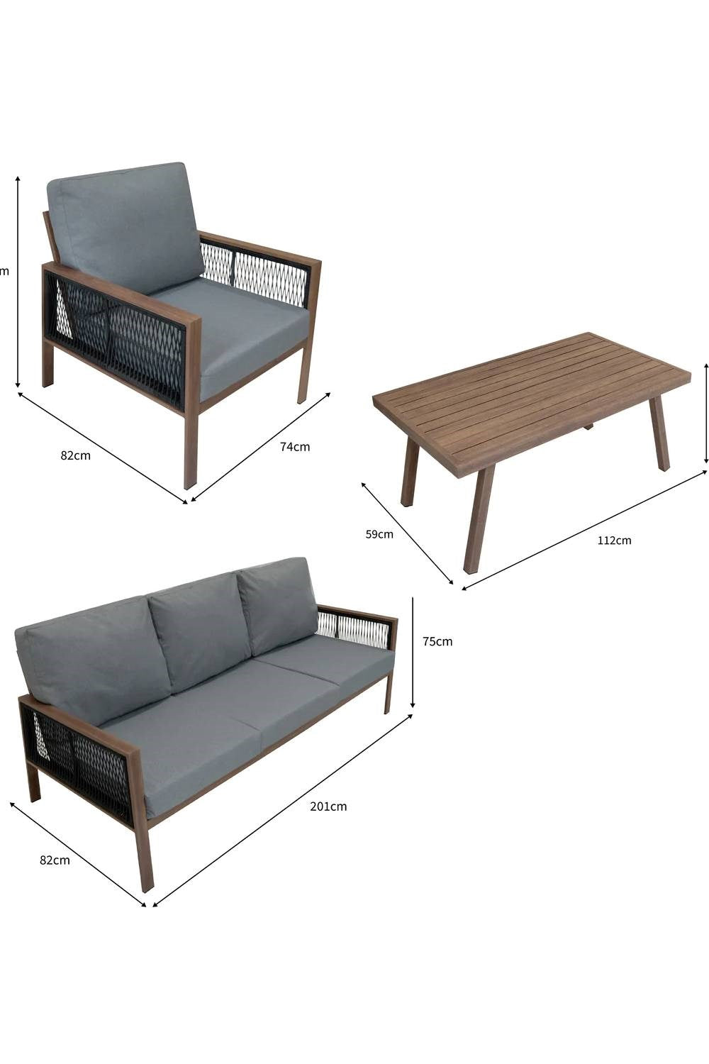  MC437B Aluminium 4 Piece Sofa Set