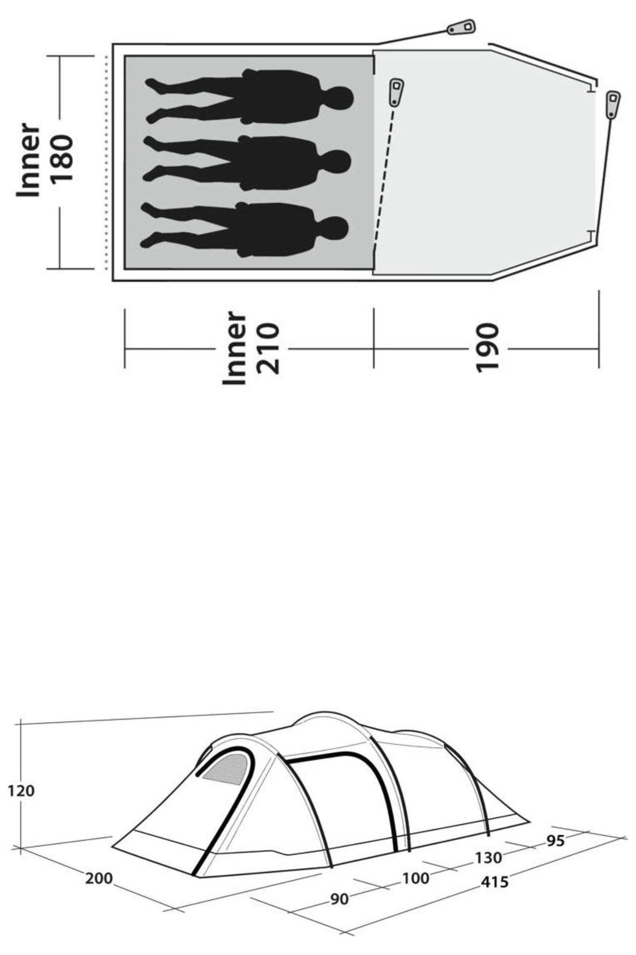 Outwell MC9459 Earth 3 Plus Tunnel Tent (3 Person)
