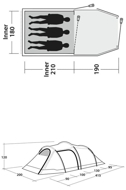 Outwell MC9459 Earth 3 Plus Tunnel Tent (3 Person)