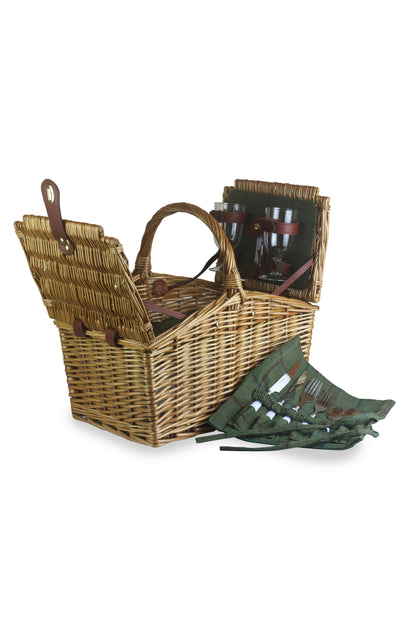  MD0B39 Wicker 2 Person Butterfly Lidded Picnic Basket