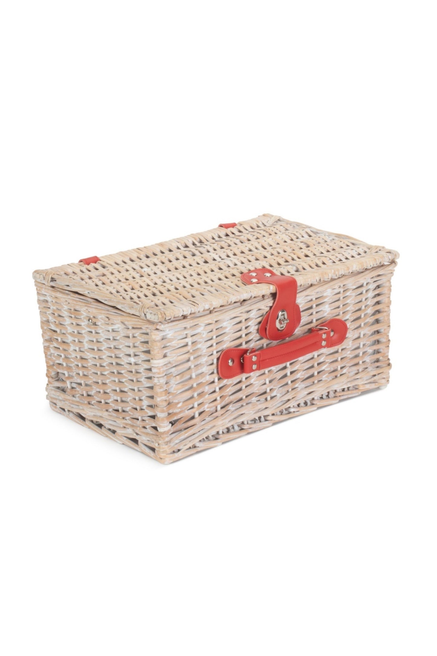  MD0F7E Red And White Gingham 2 Person Picnic Basket