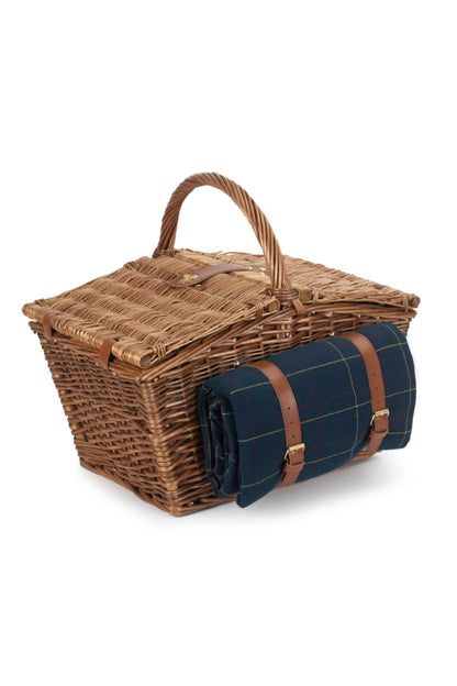  MD0F95 Elegant 4 Person Blue Tweed Fitted Picnic Basket