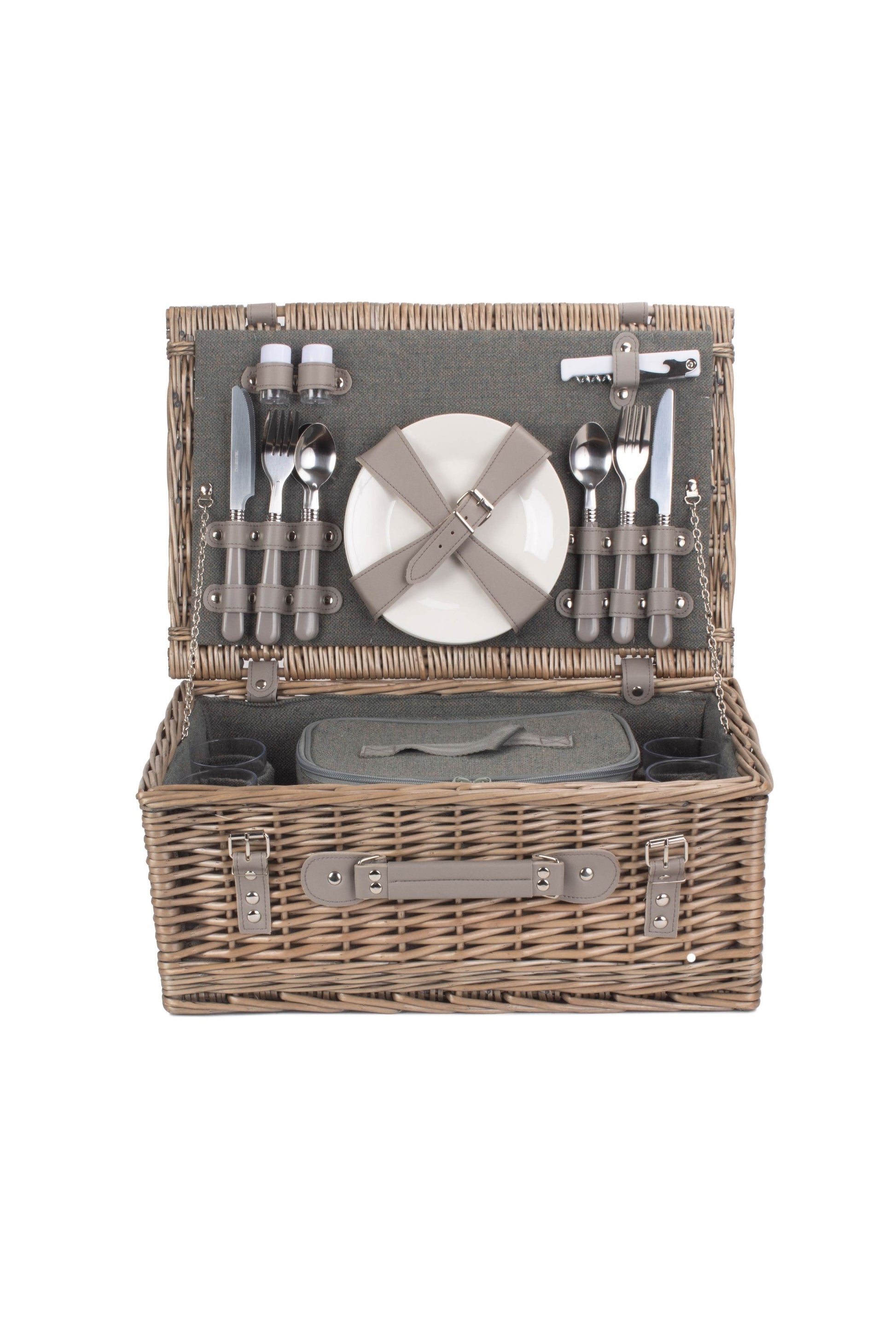  MD8C0C 4 Person Grey Tweed Fitted Picnic Basket