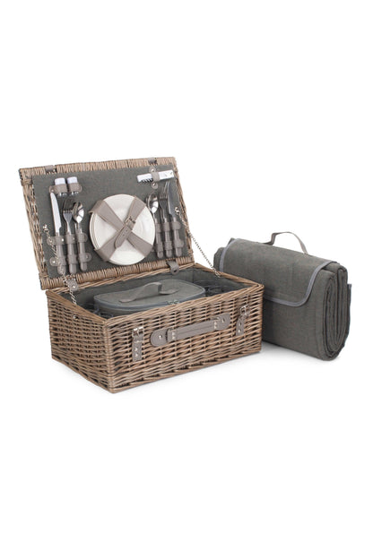  MD8C0C 4 Person Grey Tweed Fitted Picnic Basket