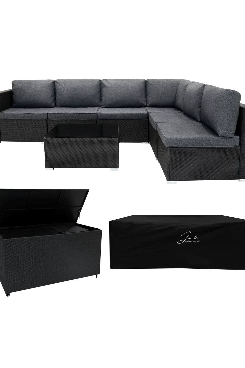  MDDF67 Rattan Modular 7 Piece Set & 700L Storage Box