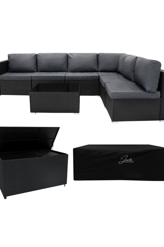  MDDF67 Rattan Modular 7 Piece Set & 700L Storage Box