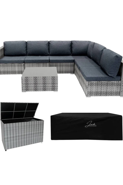  MDDF67 Rattan Modular 7 Piece Set & 700L Storage Box