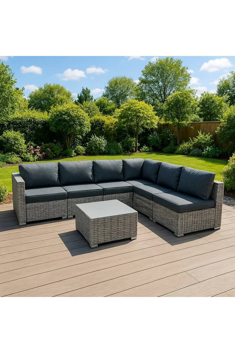  MDDF67 Rattan Modular 7 Piece Set & 700L Storage Box