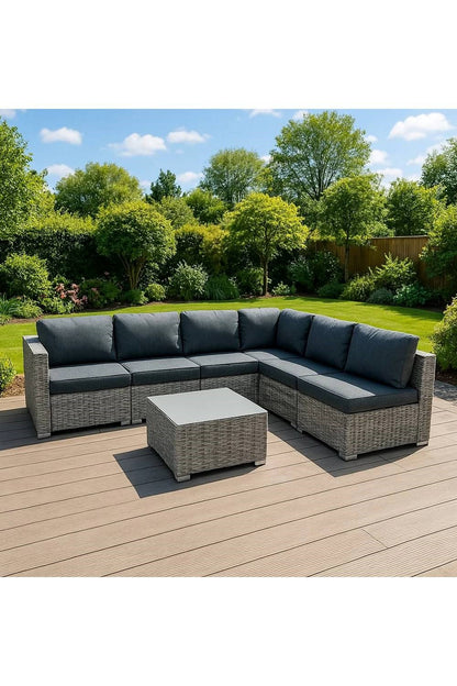 MDDF67 Rattan Modular 7 Piece Set & 700L Storage Box