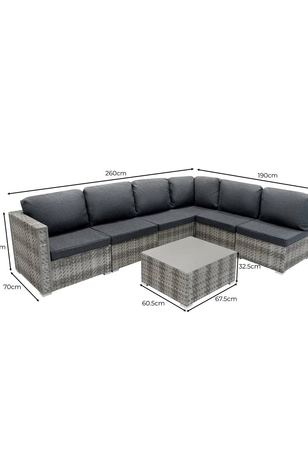  MDDF67 Rattan Modular 7 Piece Set & 700L Storage Box