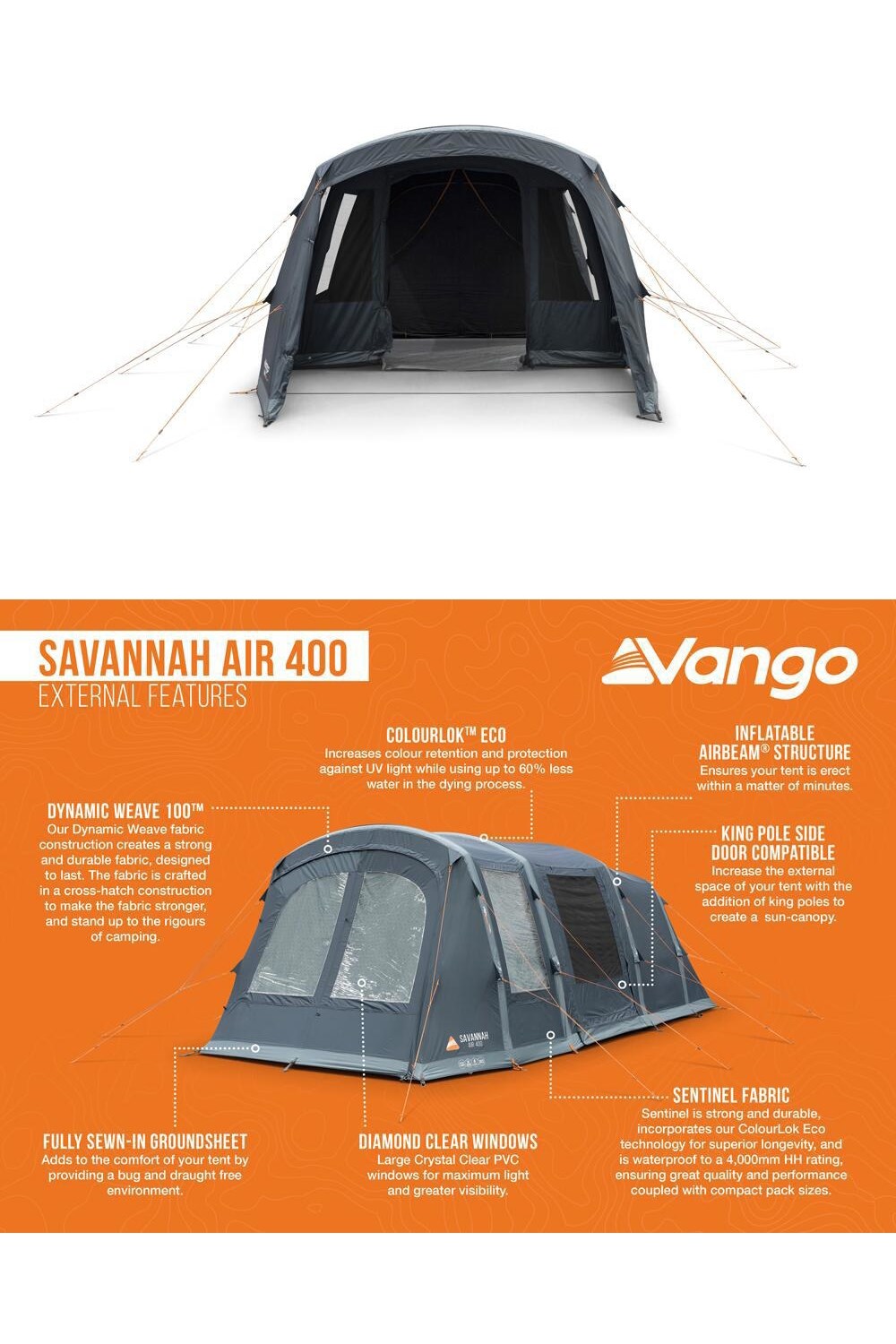 Vango ME2AB9 Savannah 400 Air Tent (4 Person)