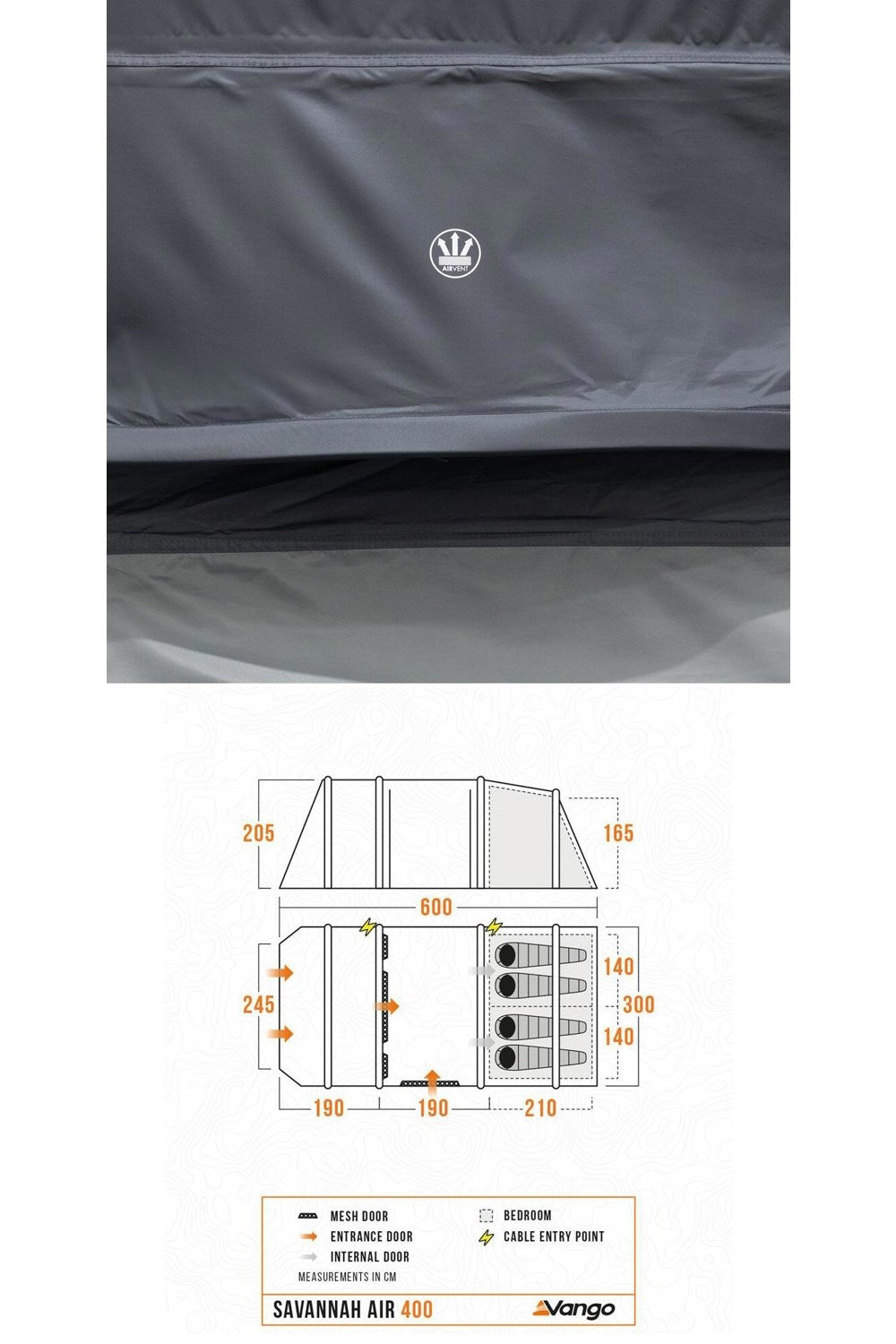 Vango ME2AB9 Savannah 400 Air Tent (4 Person)