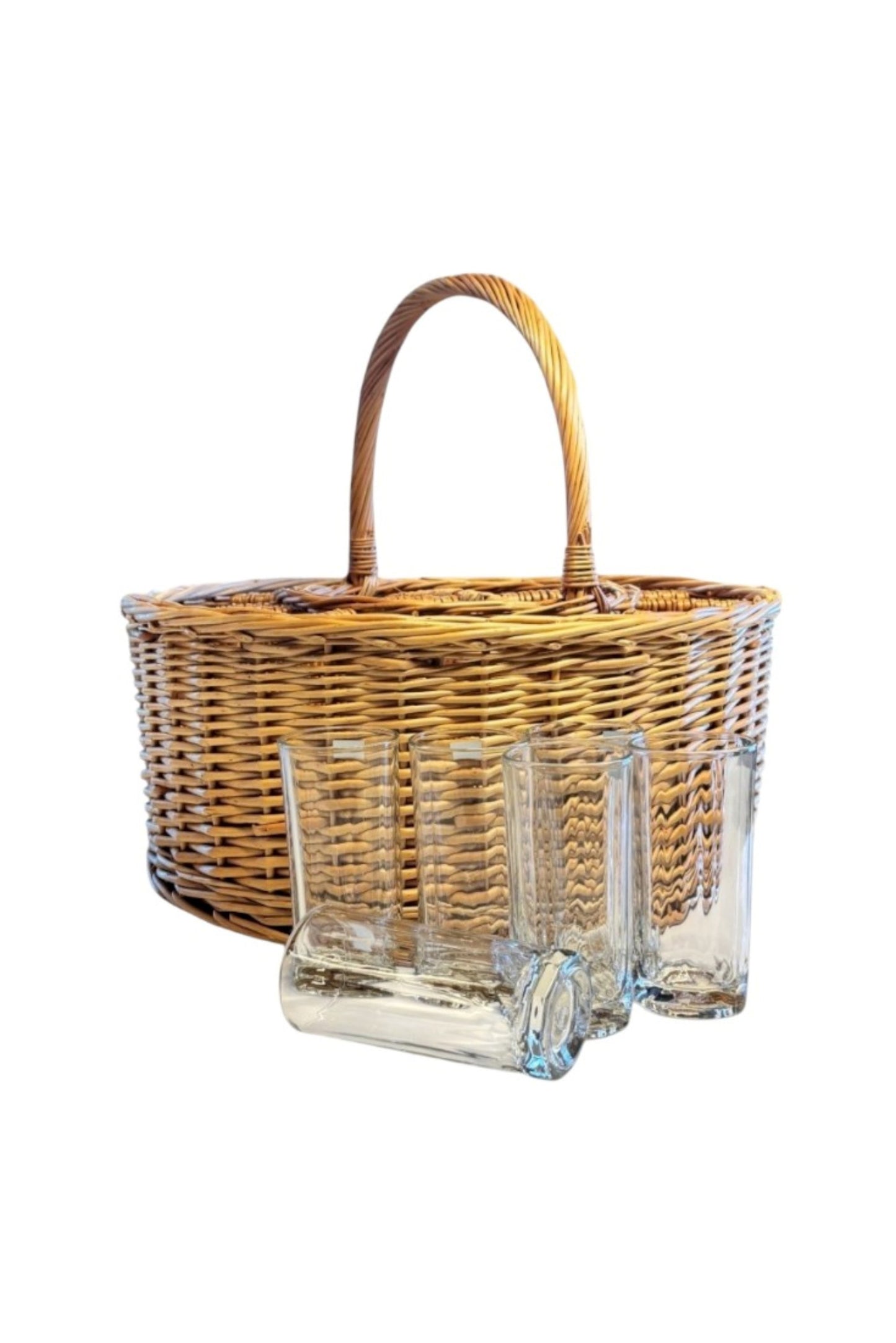  ME4630 Wicker Drinks Basket With Straight Glasses