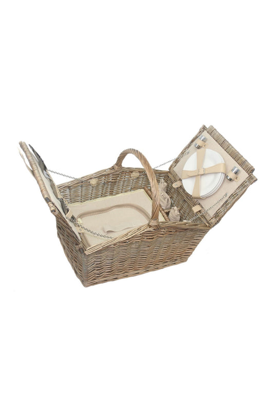  ME702D Wicker Double Lidded Picnic Basket