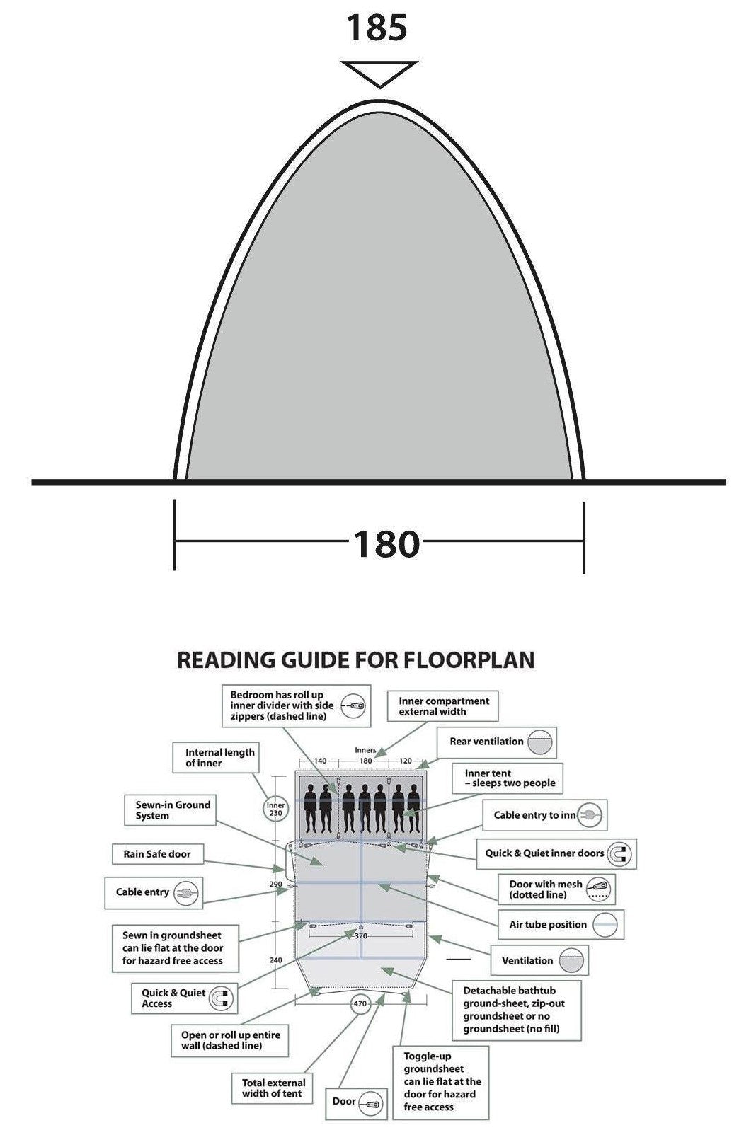 Outwell MF0785 Tent Free Standing Inner L