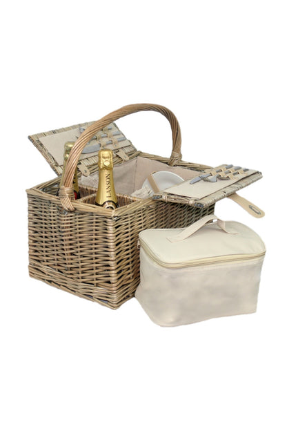 MF4DA1 Wicker Double Lidded 2 Person Picnic Basket